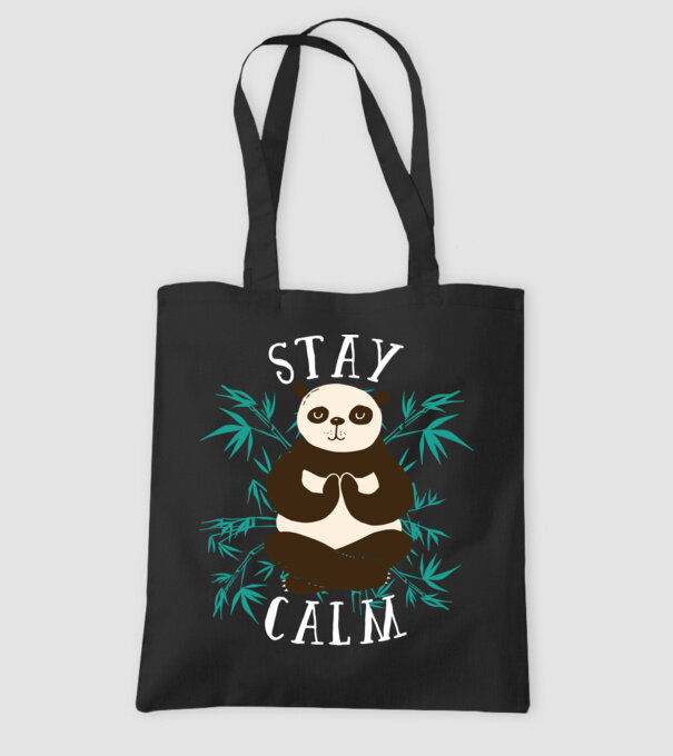 Stay Calm Panda meditație model negru pe tricou