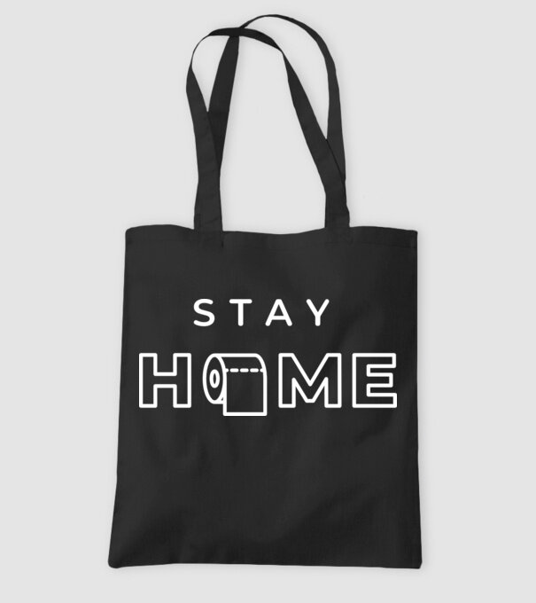 Stay home hârtie igienică model negru pe tricou
