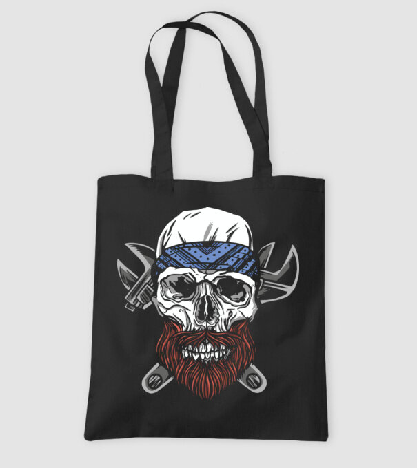 Craniu Instalator Barbă model negru pe tricou