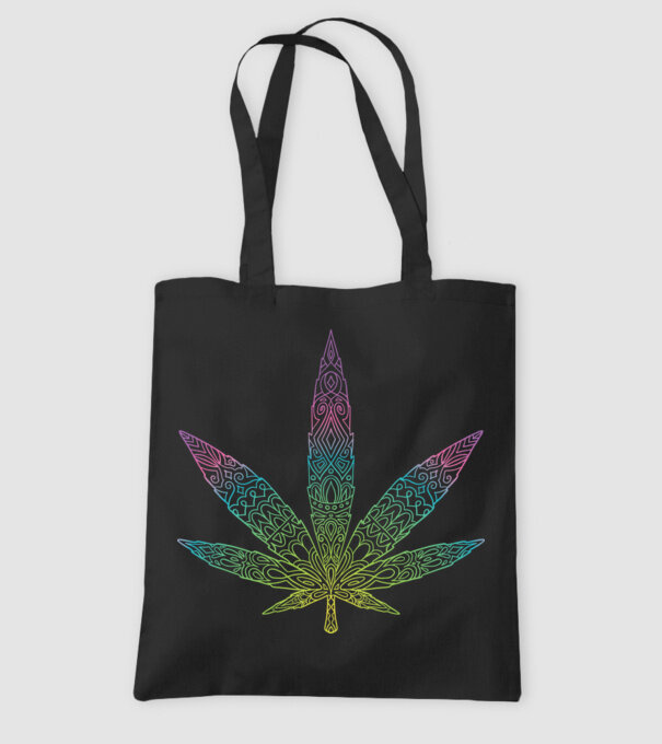 Frunză colorată de marijuana model negru pe tricou