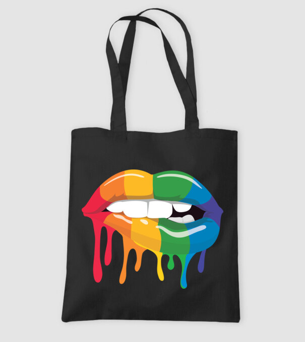 Gură curcubeu model negru pe tricou