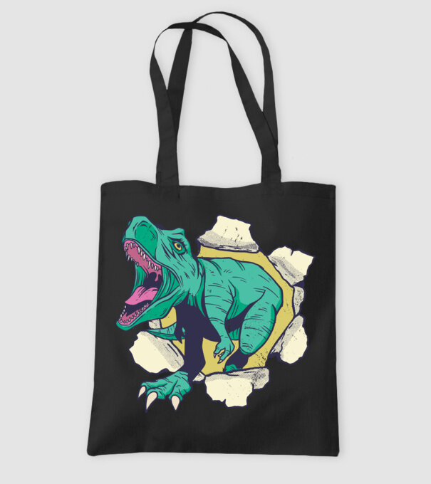 T-rex 3D model negru pe tricou