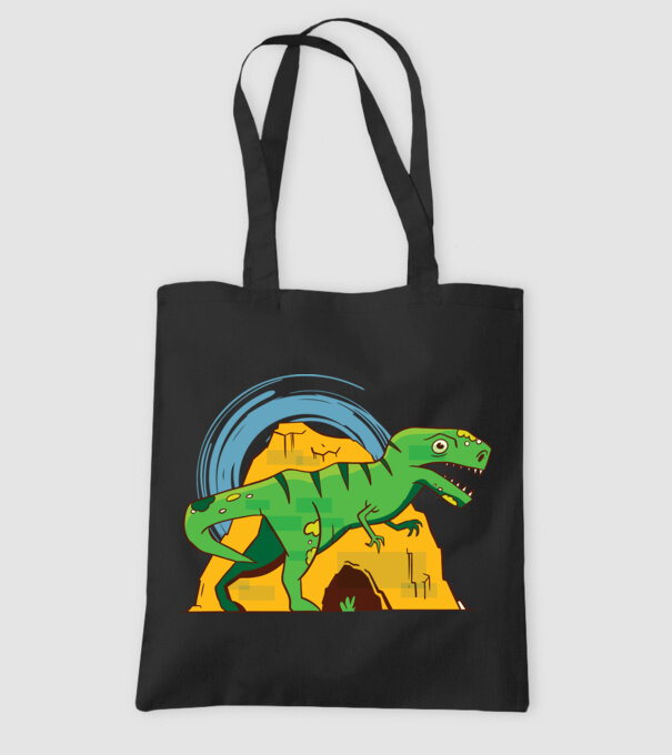 Dinozaur T-rex model negru pe tricou