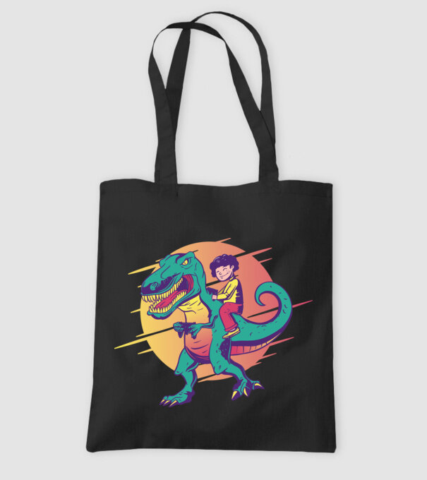 T-rex Gamer dinozaur model negru pe tricou