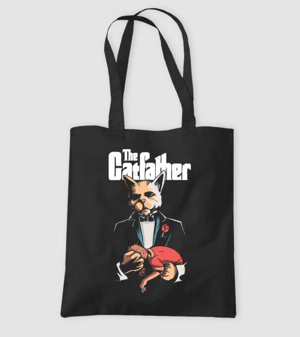 The Catfather model negru pe tricou
