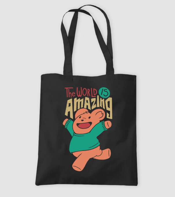 The world is amazing ursuleț Teddy model negru pe tricou