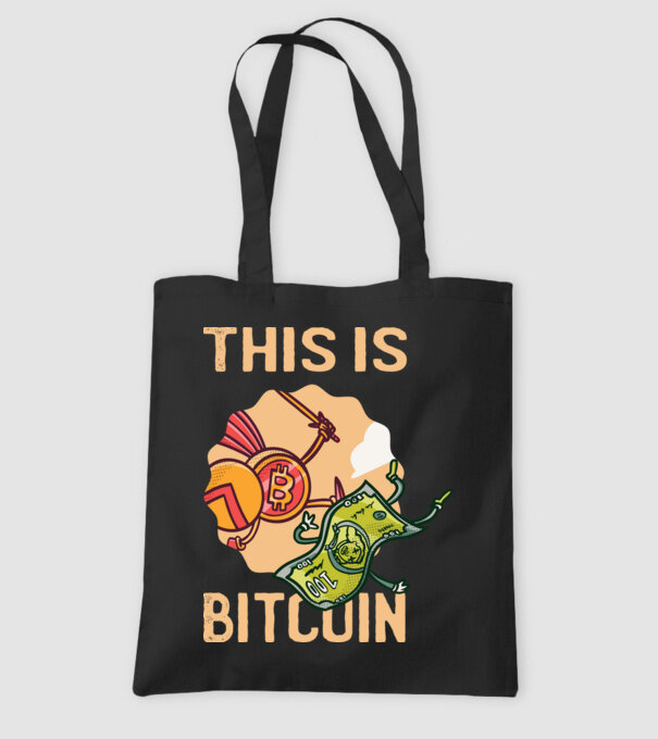 This is Bitcoin model negru pe tricou