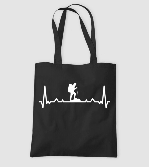 Drumeții Ritm cardiac ECG model negru pe tricou