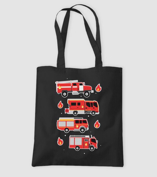 Mașini de pompieri model negru pe tricou
