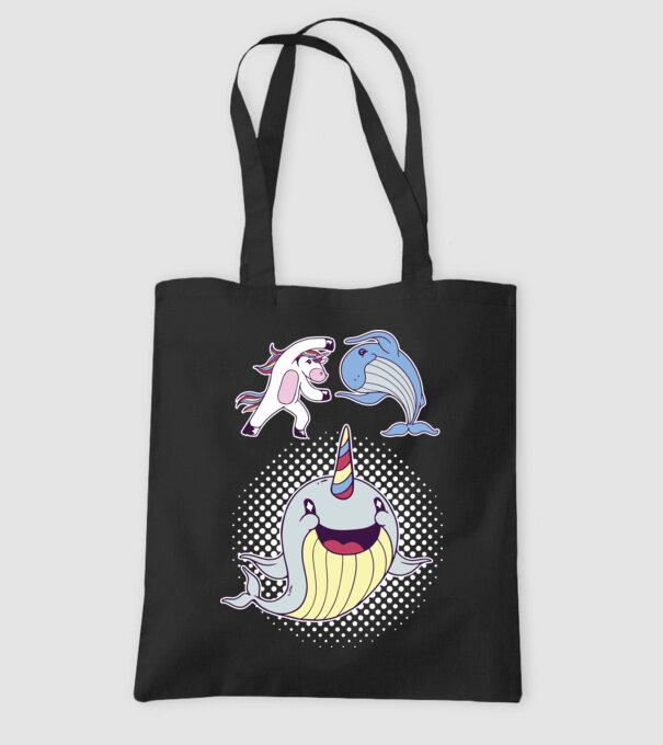 Unicorn Balenă Fuziune - Narval model negru pe tricou