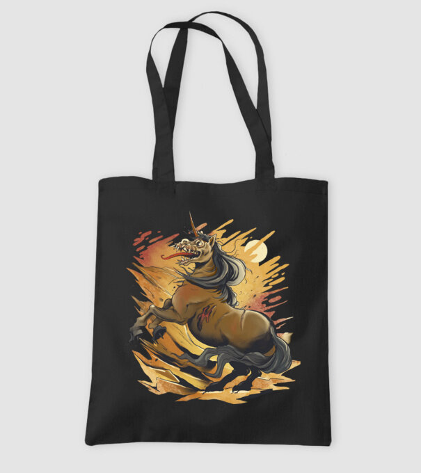 Unicorn Zombie model negru pe tricou