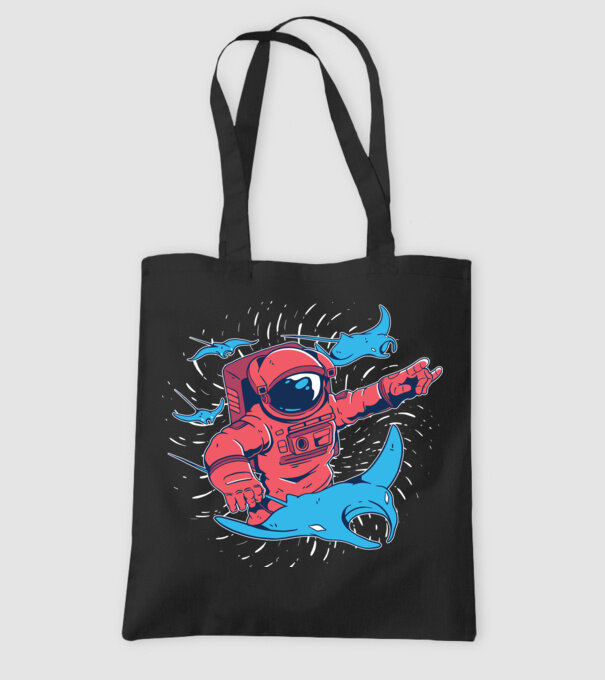 Diavol de mare gigant Astronaut model negru pe tricou