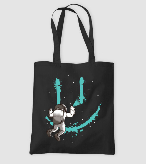 Astronaut Smiley Graffiti model negru pe tricou