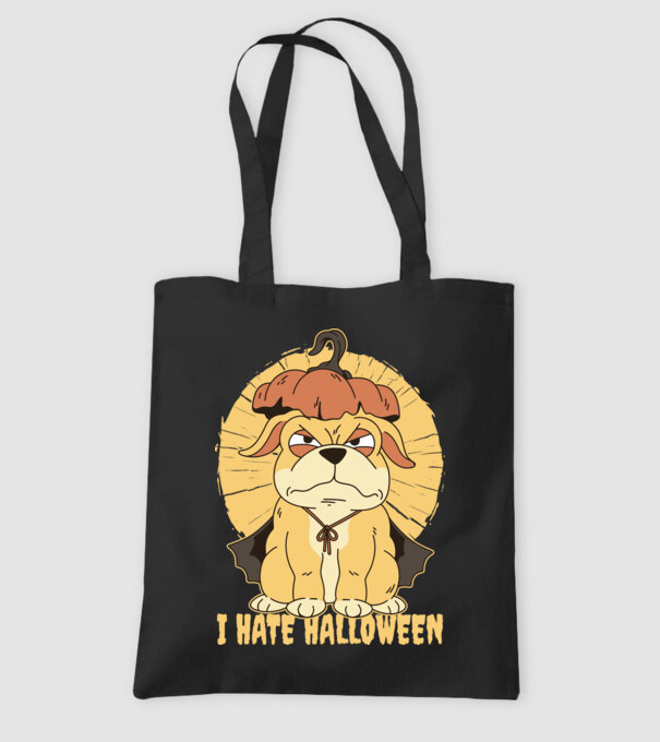 Urăsc Halloween cu câine model negru pe tricou