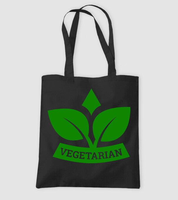 Vegetarian badge 1 model negru pe tricou