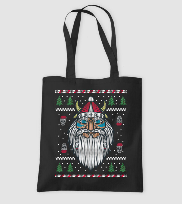 Moș Crăciun viking Pulover urât model negru pe tricou