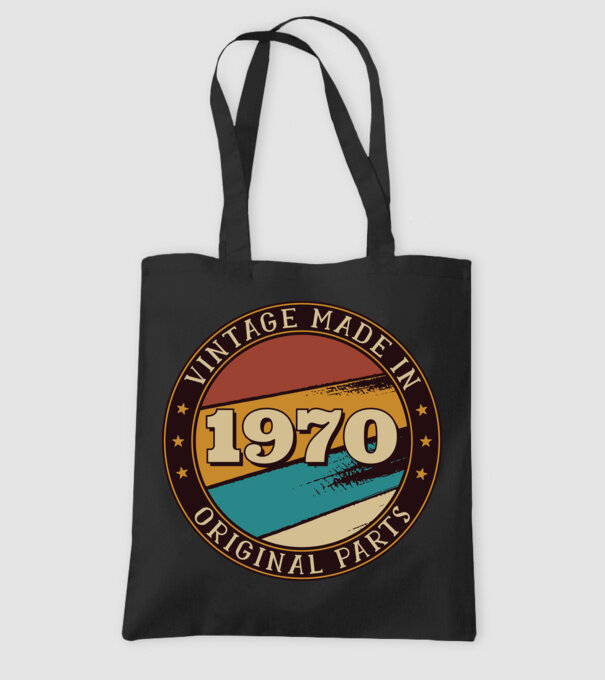 Vintage Made in 1970 Original Parts Retro Birthday model negru pe tricou