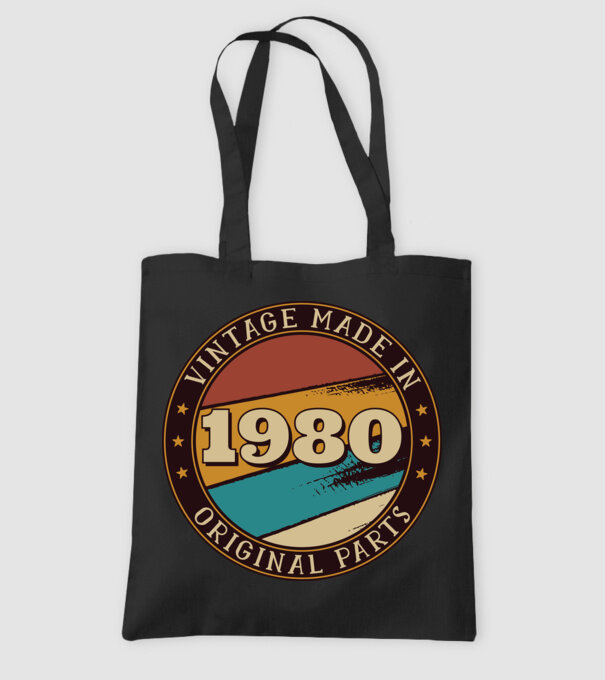 Vintage Made in 1980 Original Parts Retro Birthday model negru pe tricou