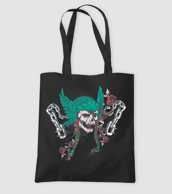 Vintage Craniu Viking model negru pe tricou