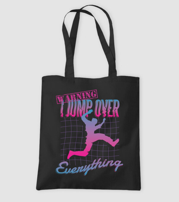 Warning I Jump over everything Parkour model negru pe tricou
