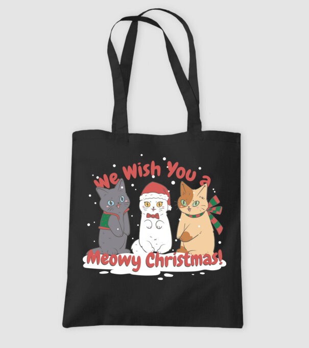 We wish You a Meowy Christmas model negru pe tricou