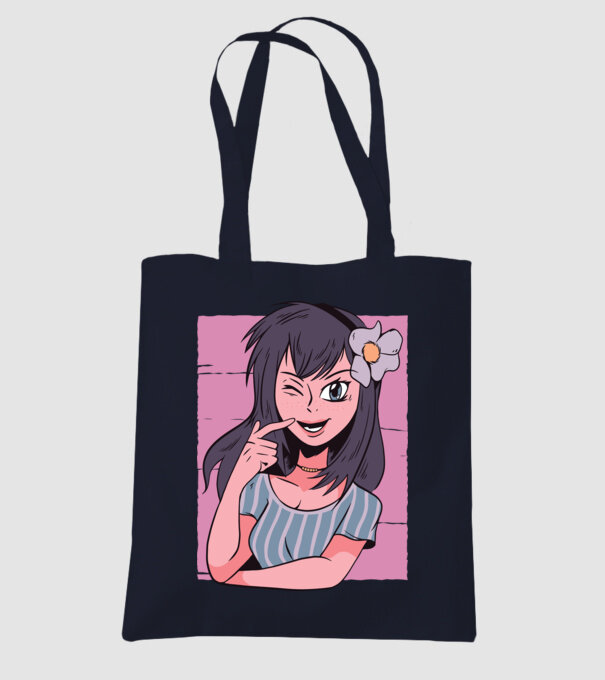 Fată Anime model albastru închis pe tricou