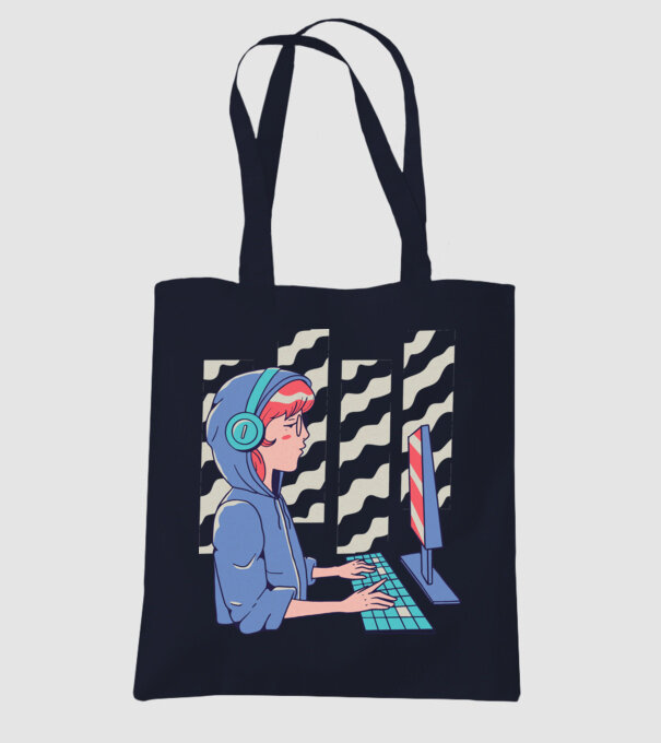 Anime Programator fată model albastru închis pe tricou