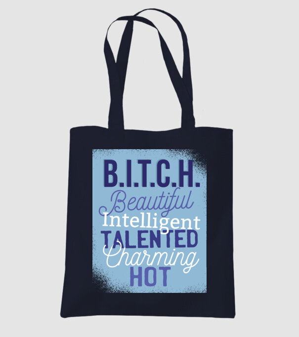 B.I.T.C.H. - Tricou cu inscripție amuzantă model albastru închis pe tricou