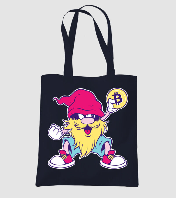 Pitic Bitcoin model albastru închis pe tricou