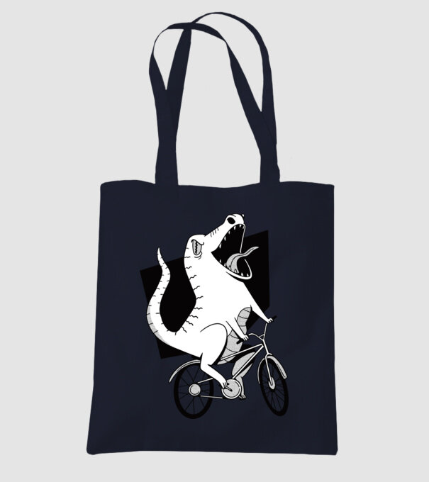 Dinozaur cu bicicletă model albastru închis pe tricou