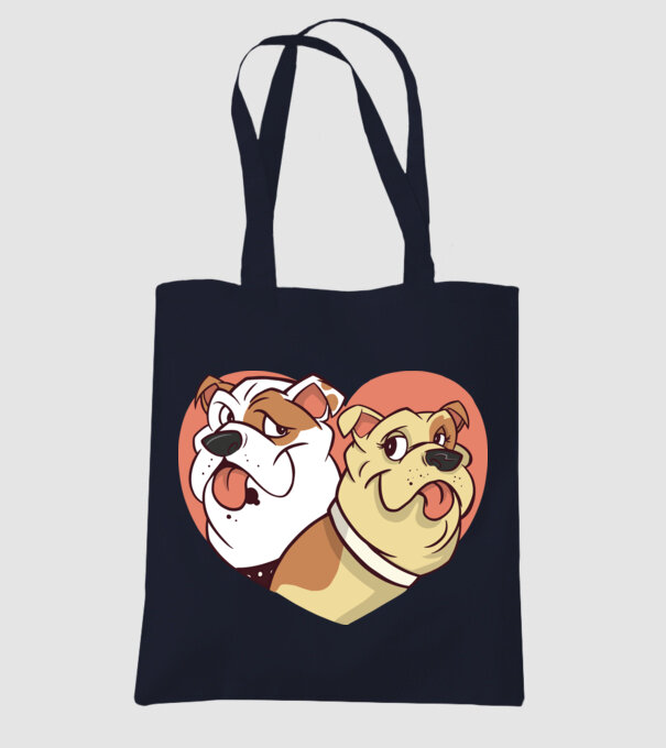 Dragoste Bulldog model albastru închis pe tricou