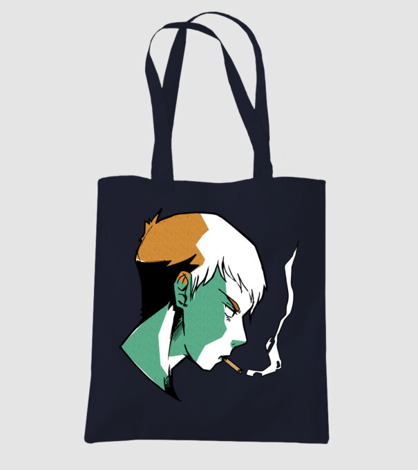 Anime băiat fumător model albastru închis pe tricou