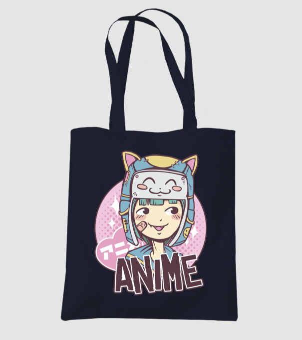 Fată drăguță Anime model albastru închis pe tricou