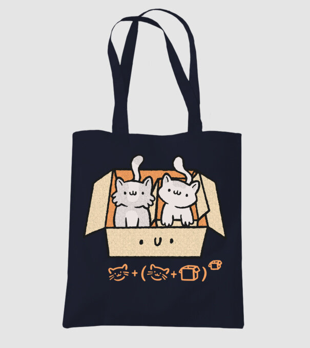 Cutie cu pisică drăguță model albastru închis pe tricou