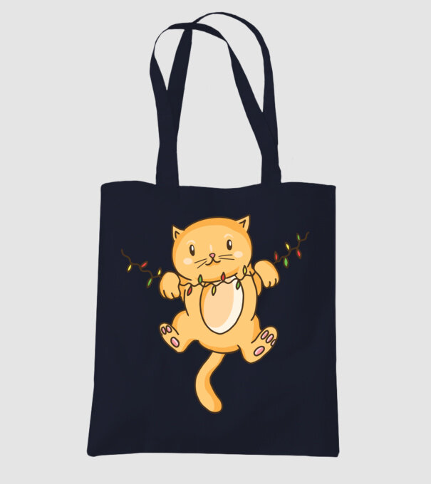 Pisică drăguță Crăciun model albastru închis pe tricou
