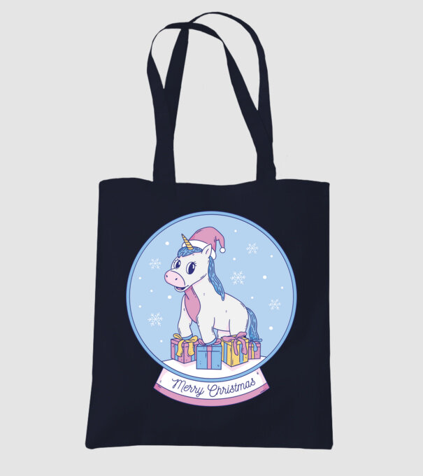 Glob de zăpadă drăguț, de Crăciun, cu Unicorn model albastru închis pe tricou