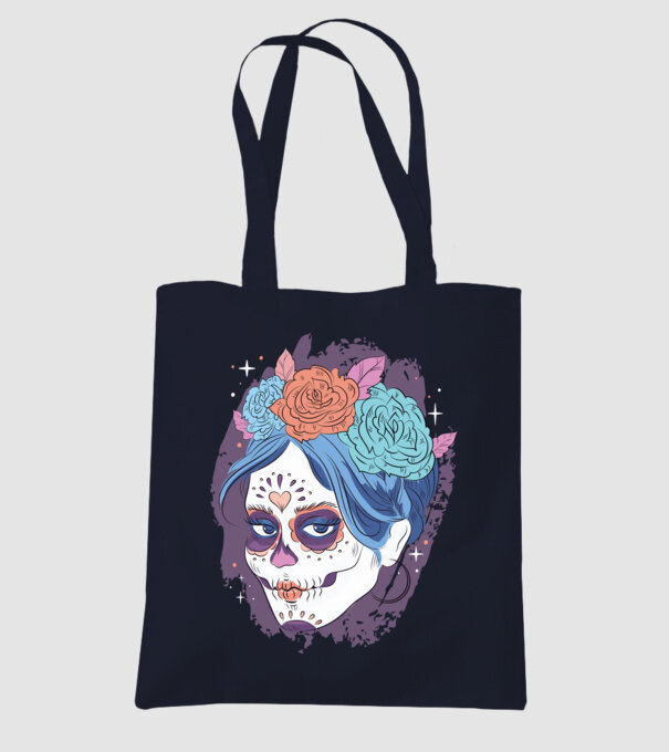 Dia de Los Muertos - Craniu cu flori model albastru închis pe tricou