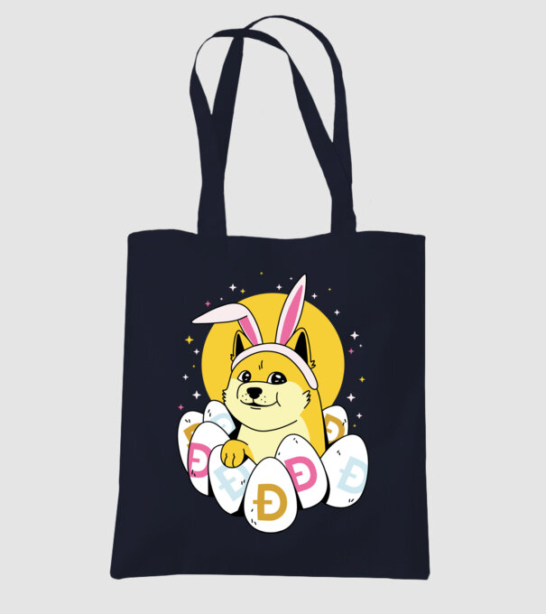 Dogecoin Paște model albastru închis pe tricou