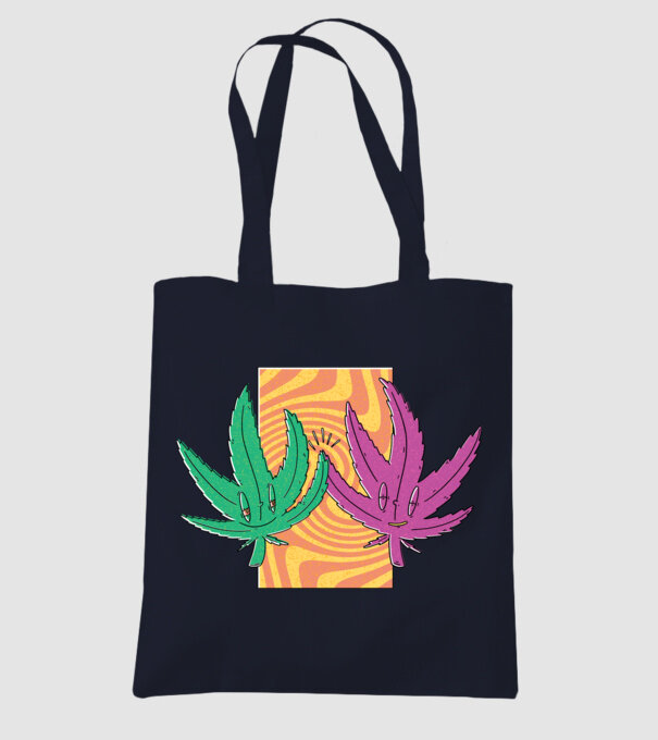 Frunze marijuana salut model albastru închis pe tricou