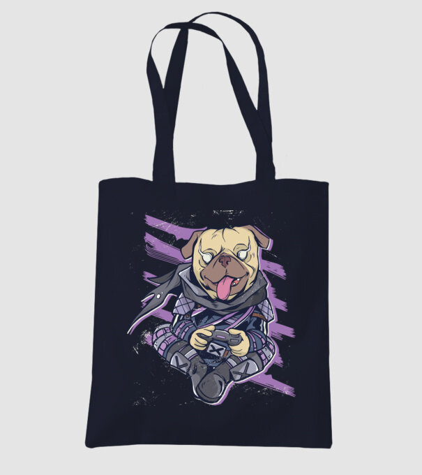 Mops Gamer model albastru închis pe tricou
