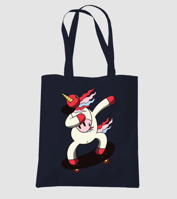 Skateboarder Unicorn DAB model albastru închis pe tricou