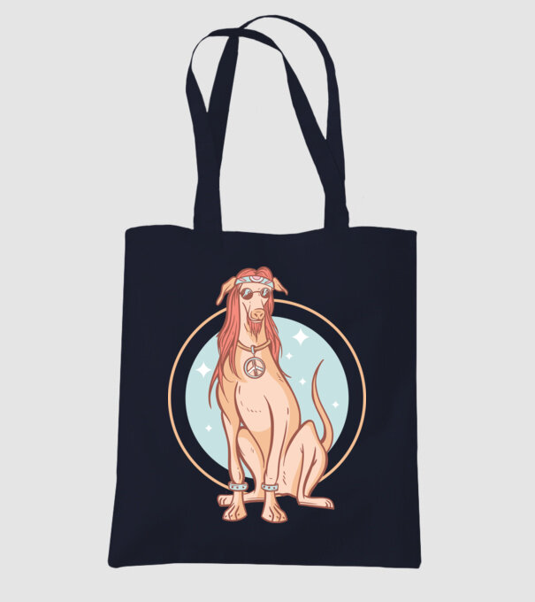 Câine Ogar Hippy model albastru închis pe tricou