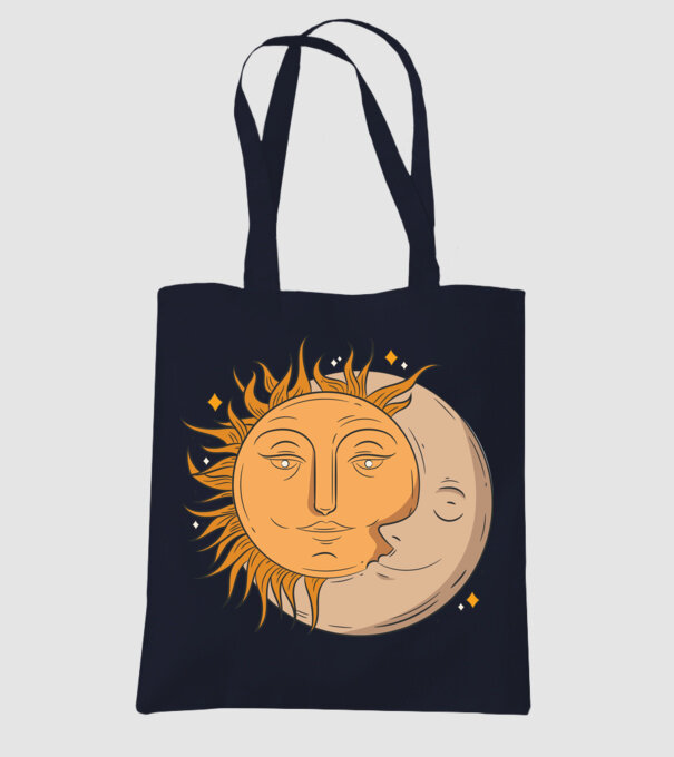 Luna și Soarele model albastru închis pe tricou