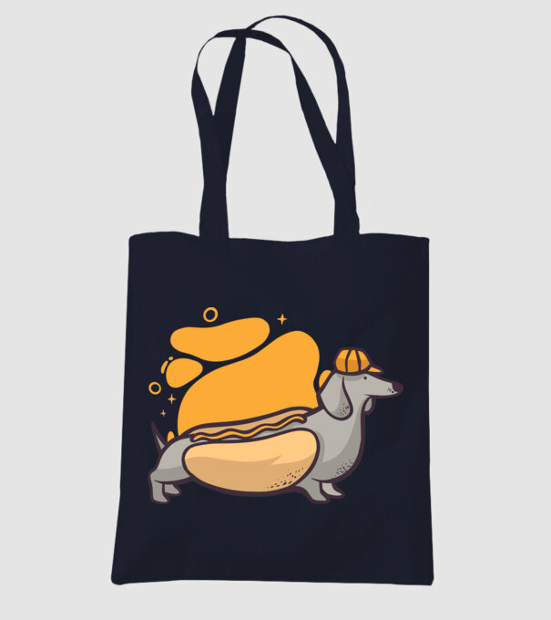 Teckel Hot dog model albastru închis pe tricou