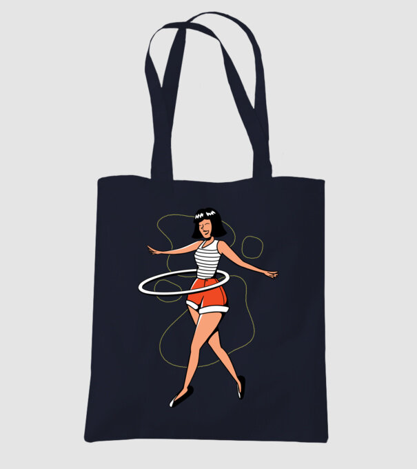 Cerc hula-hoop model albastru închis pe tricou