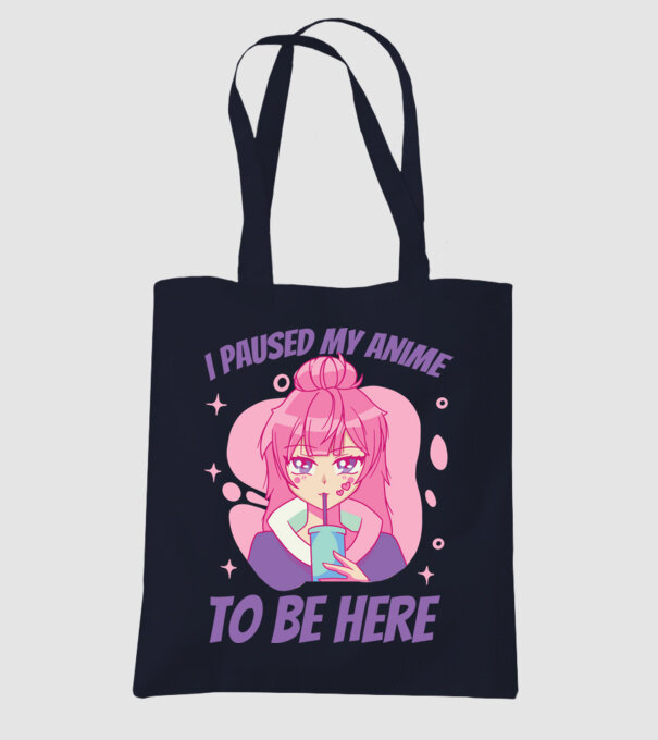 I paused my Anime to be here model albastru închis pe tricou