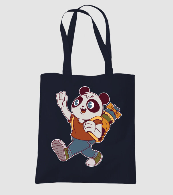 Panda școlar model albastru închis pe tricou
