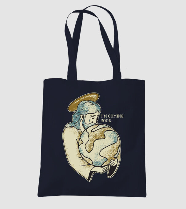 Jesus is coming soon - Isus vine în curând model albastru închis pe tricou