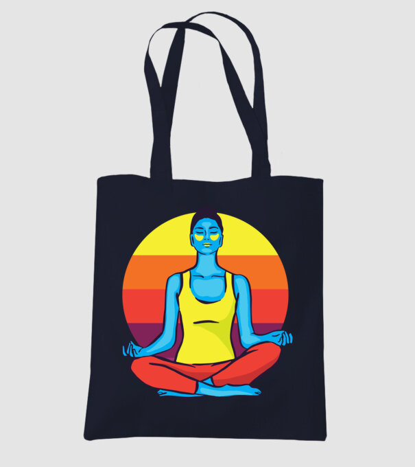 Yoga Meditație Retro model albastru închis pe tricou