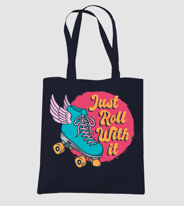 Just Roll with it - patine cu rotile model albastru închis pe tricou